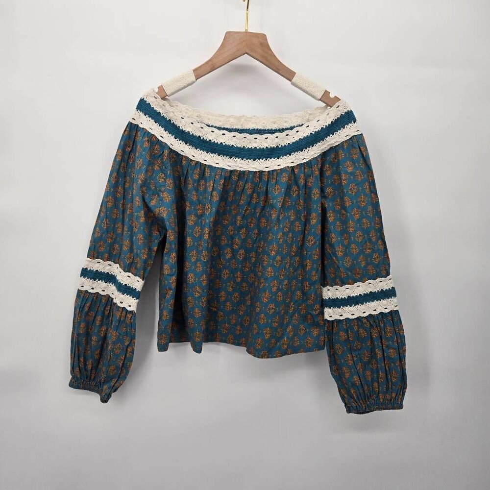 Luna Moon Blouse Size Medium Peasant Prairie Cottagecore Top
